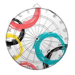 Kleurrijke, koele, moderne, trendy penseelcirkels dartbord