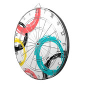 Kleurrijke, koele, moderne, trendy penseelcirkels dartbord (Voorkant Rechts)