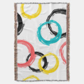 Kleurrijke, koele, moderne, trendy penseelcirkels deken (Voorkant Verticaal)