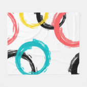 Kleurrijke, koele, moderne, trendy penseelcirkels fleece deken (Voorkant (Horizontaal))