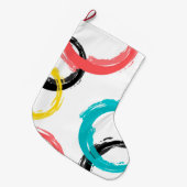 Kleurrijke, koele, moderne, trendy penseelcirkels grote kerstsok (Voorkant (Hangend))