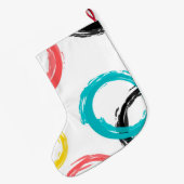 Kleurrijke, koele, moderne, trendy penseelcirkels grote kerstsok (Achterkant (Hangend))