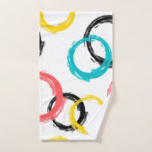 Kleurrijke, koele, moderne, trendy penseelcirkels handdoek (Handdoek)