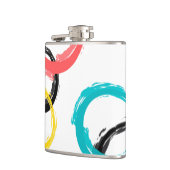 Kleurrijke, koele, moderne, trendy penseelcirkels heupfles (Links)