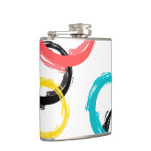 Kleurrijke, koele, moderne, trendy penseelcirkels heupfles (Rechts)