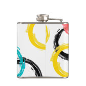 Kleurrijke, koele, moderne, trendy penseelcirkels heupfles (Achterkant)