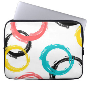 Kleurrijke, koele, moderne, trendy penseelcirkels laptop sleeve