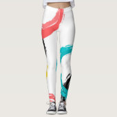 Kleurrijke, koele, moderne, trendy penseelcirkels leggings (Voorkant)