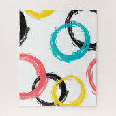 Kleurrijke, koele, moderne, trendy penseelcirkels legpuzzel (Verticaal)