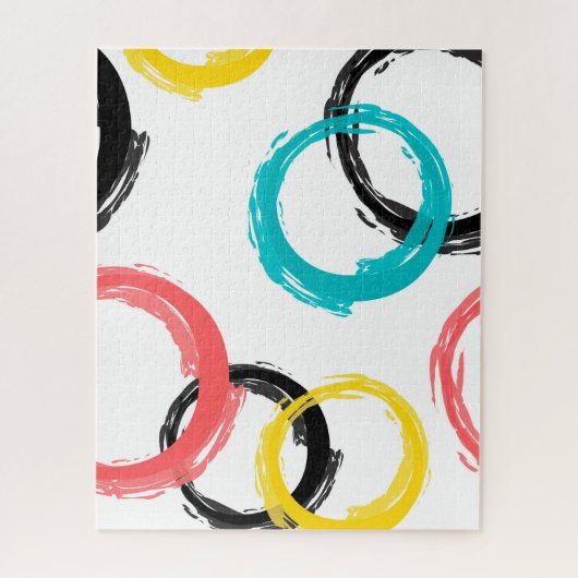 Kleurrijke, koele, moderne, trendy penseelcirkels legpuzzel (Verticaal)
