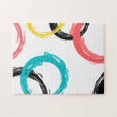 Kleurrijke, koele, moderne, trendy penseelcirkels legpuzzel (Horizontaal)