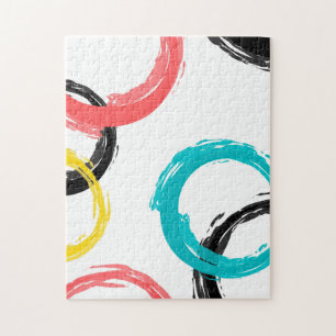 Kleurrijke, koele, moderne, trendy penseelcirkels legpuzzel