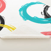 Kleurrijke, koele, moderne, trendy penseelcirkels sherpa deken (3/4)