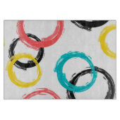 Kleurrijke, koele, moderne, trendy penseelcirkels snijplank (Voorkant)