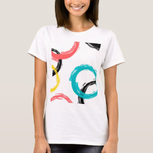 Kleurrijke, koele, moderne, trendy penseelcirkels t-shirt