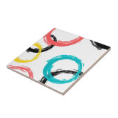 Kleurrijke, koele, moderne, trendy penseelcirkels tegeltje (Zijkant)