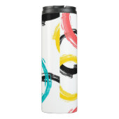 Kleurrijke, koele, moderne, trendy penseelcirkels thermosbeker (Achterkant)