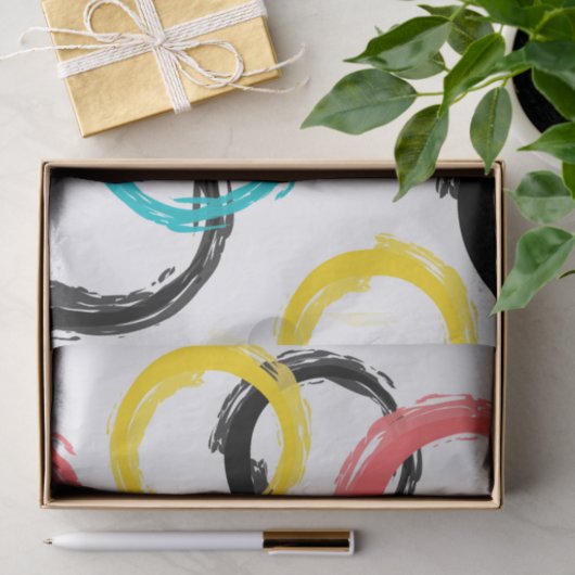 Kleurrijke, koele, moderne, trendy penseelcirkels tissuepapier (Geschenk)