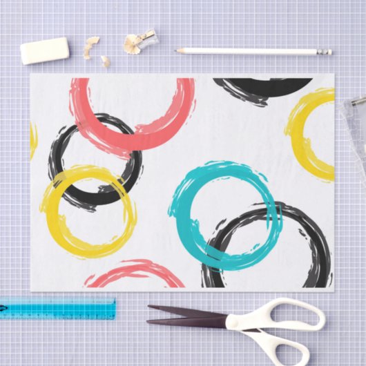 Kleurrijke, koele, moderne, trendy penseelcirkels tissuepapier (Craft)