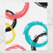 Kleurrijke, koele, moderne, trendy penseelcirkels wijn etiket (Enkel label)