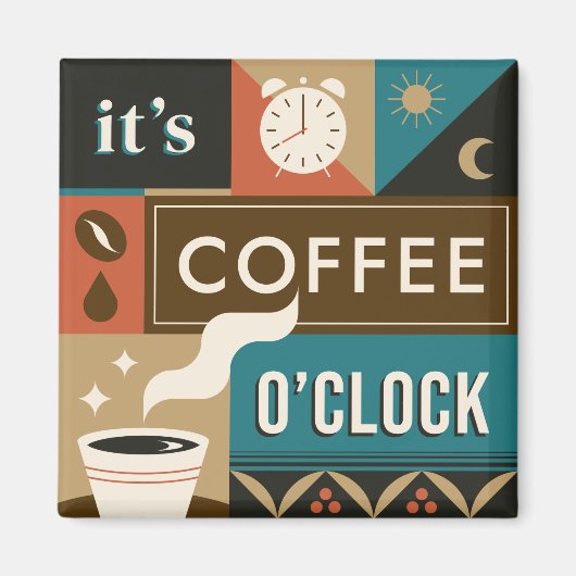 Kleurrijke koffie citaten magneet (Voorkant)