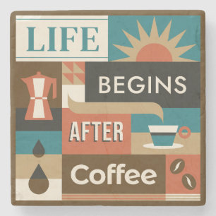 Kleurrijke koffie citaten stenen onderzetter