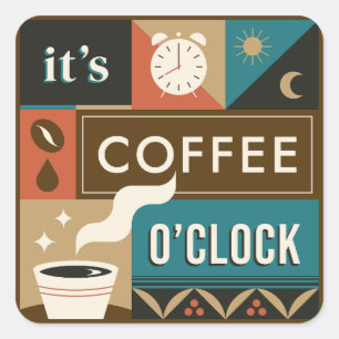 Kleurrijke koffie citaten vierkante sticker