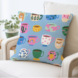 Kleurrijke koffie Mok Pattern Kussen
