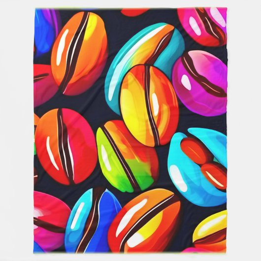 Kleurrijke Koffieboon Abstracte Kunst Fleece Deken (Voorkant)