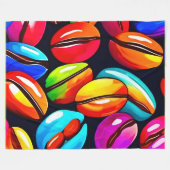 Kleurrijke Koffieboon Abstracte Kunst Fleece Deken (Voorkant (Horizontaal))