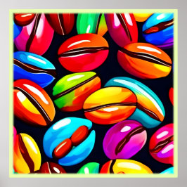 Kleurrijke koffieboon Abstracte kunst Poster