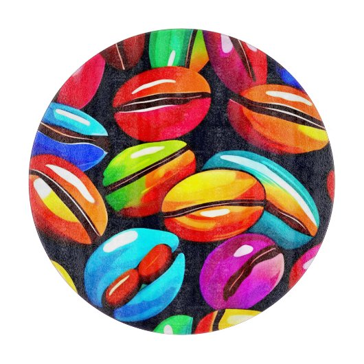 Kleurrijke koffieboon Abstracte kunst Snijplank (Voorkant)
