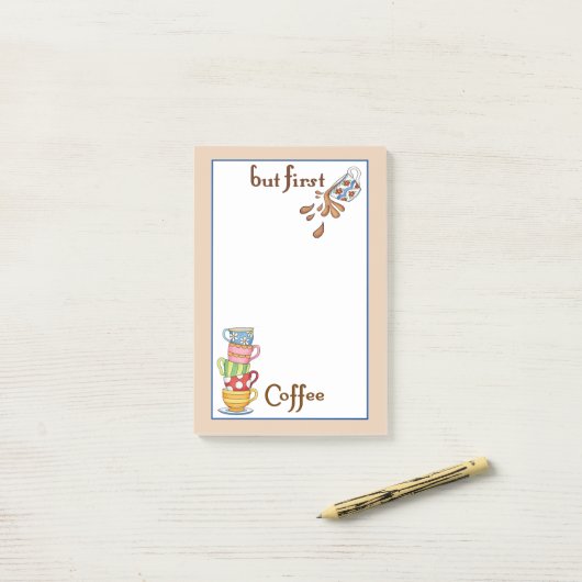 Kleurrijke koffiekopjes Post-it® notes (Op bureau)