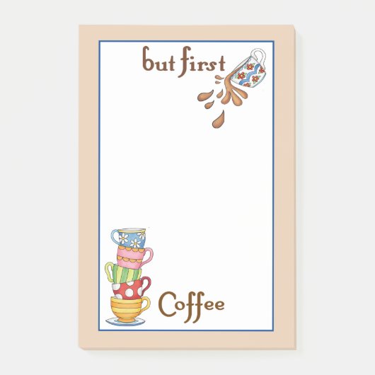 Kleurrijke koffiekopjes Post-it® notes (Voorkant)