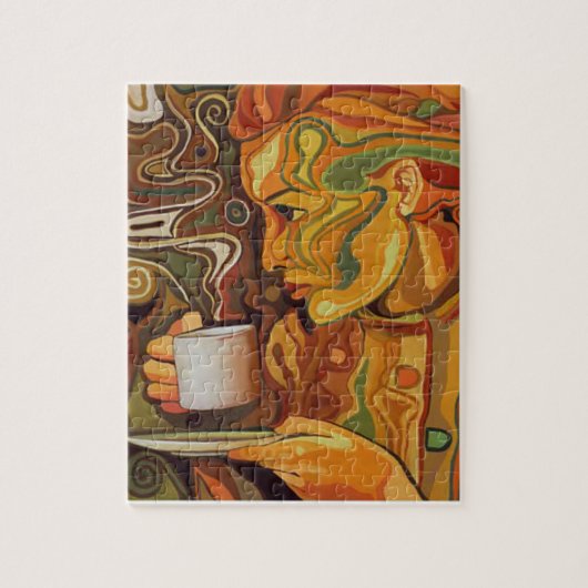 Kleurrijke koffiepuzzel met cadeaudoos legpuzzel (Verticaal)