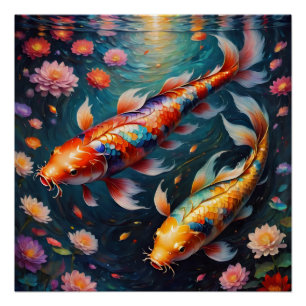 Kleurrijke Koi Fish no 1 Glanzend Poster