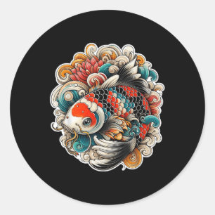 Kleurrijke Koi Fish Tattoo Design Japanese Art Nis Ronde Sticker