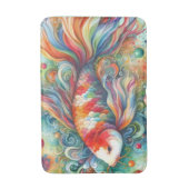 Kleurrijke Koi Fish Whimsical Waterverf Sinaasappe Badmat (Voorkant Verticaal)