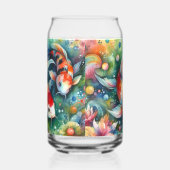 Kleurrijke Koi Fish Whimsical Waterverf Sinaasappe Blikvorm Glas (Links)