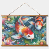 Kleurrijke Koi Fish Whimsical Waterverf Sinaasappe Hangend Wandkleed (Voorkant)