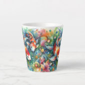 Kleurrijke Koi Fish Whimsical Waterverf Sinaasappe Latte Mok (Voorkant)