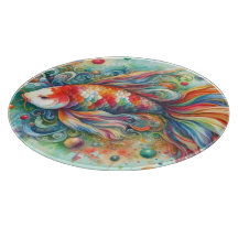 Kleurrijke Koi Fish Whimsical Waterverf Sinaasappe