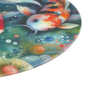 Kleurrijke Koi Fish Whimsical Waterverf Sinaasappe Snijplank (Hoek)