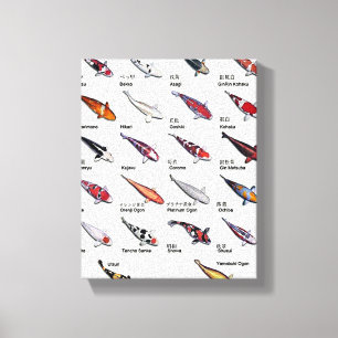 Kleurrijke Koi Vis Variëteiten Nishikigoi Aziatisc Canvas Afdruk