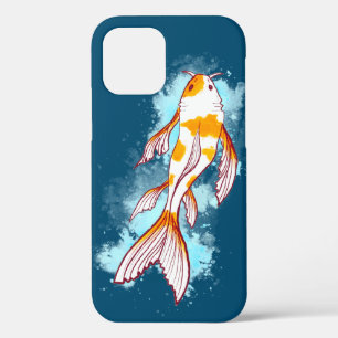 Kleurrijke Koi-vistekening in blauw water Case-Mate iPhone Case