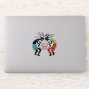 Kleurrijke Kokopelli liefde hart Sticker