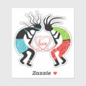 Kleurrijke Kokopelli liefde hart Sticker (Vel)