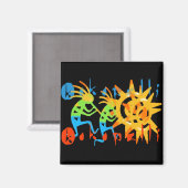 Kleurrijke Kokopelli Magneet (Voorkant / Achterkant)
