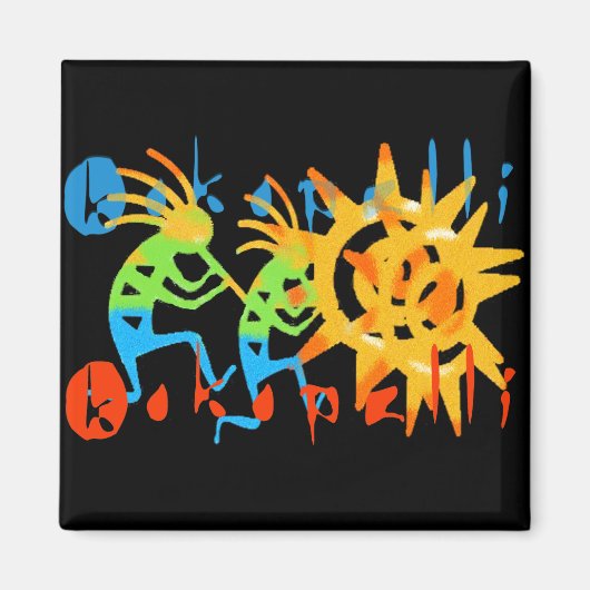 Kleurrijke Kokopelli Magneet (Voorkant)