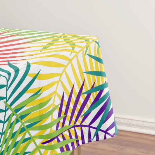 Kleurrijke kokosnoot gestileerde palmbladeren patr tafelkleed (Voorbeeld)